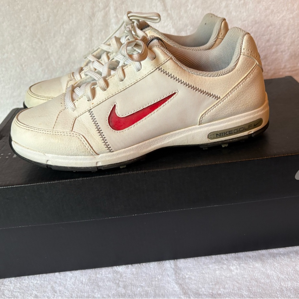 Nike Golf Cream and Red Sneakers